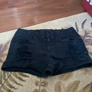 Blue Spice black ripped Jean shorts
